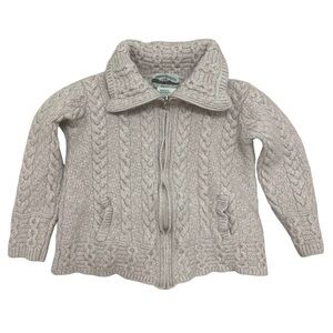 IRISH KNIT FISHERMEN ARAN CRAFTS 100% MERINO WOOL SWEATER sz S